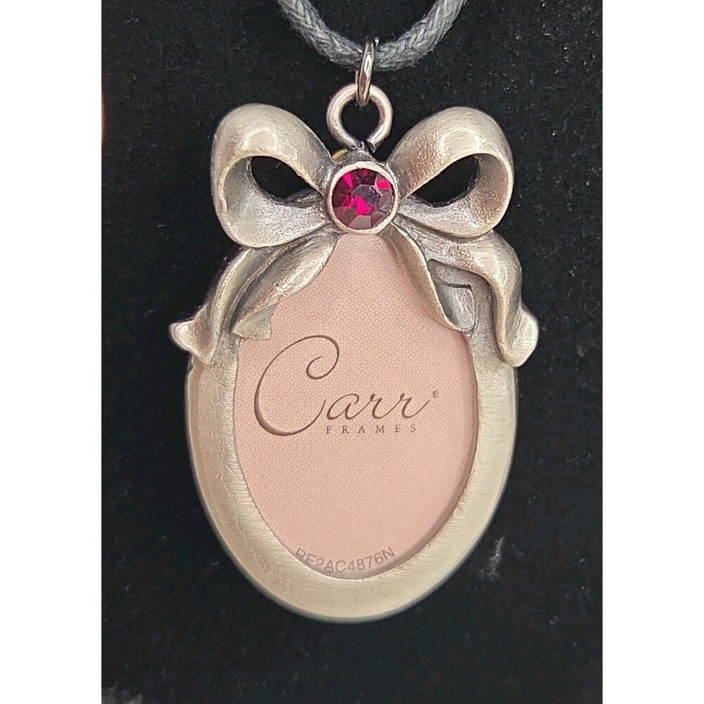 Carr Pewter Picture Photo Frame Pendant Necklace Red January/July Birthstone NEW